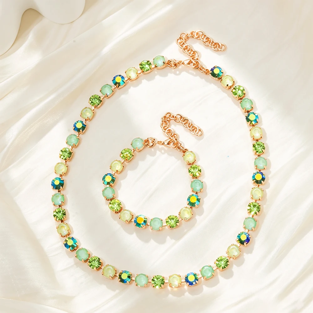 BEUTIFOR Buntes Krallenfassungs-Halsketten- und Armband-Set für Damen – Detail 1
