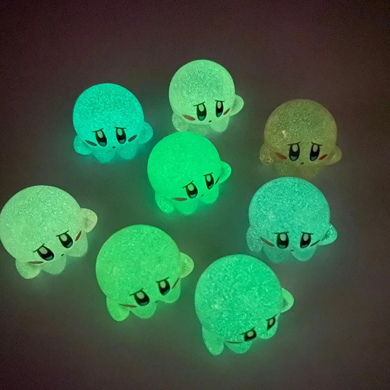 10Pcs Star Kirby Kawaii Anime Action Figure Luminous Accessories Ornament DIY Resin Decoration Anime Kids Birthday Gift Toys