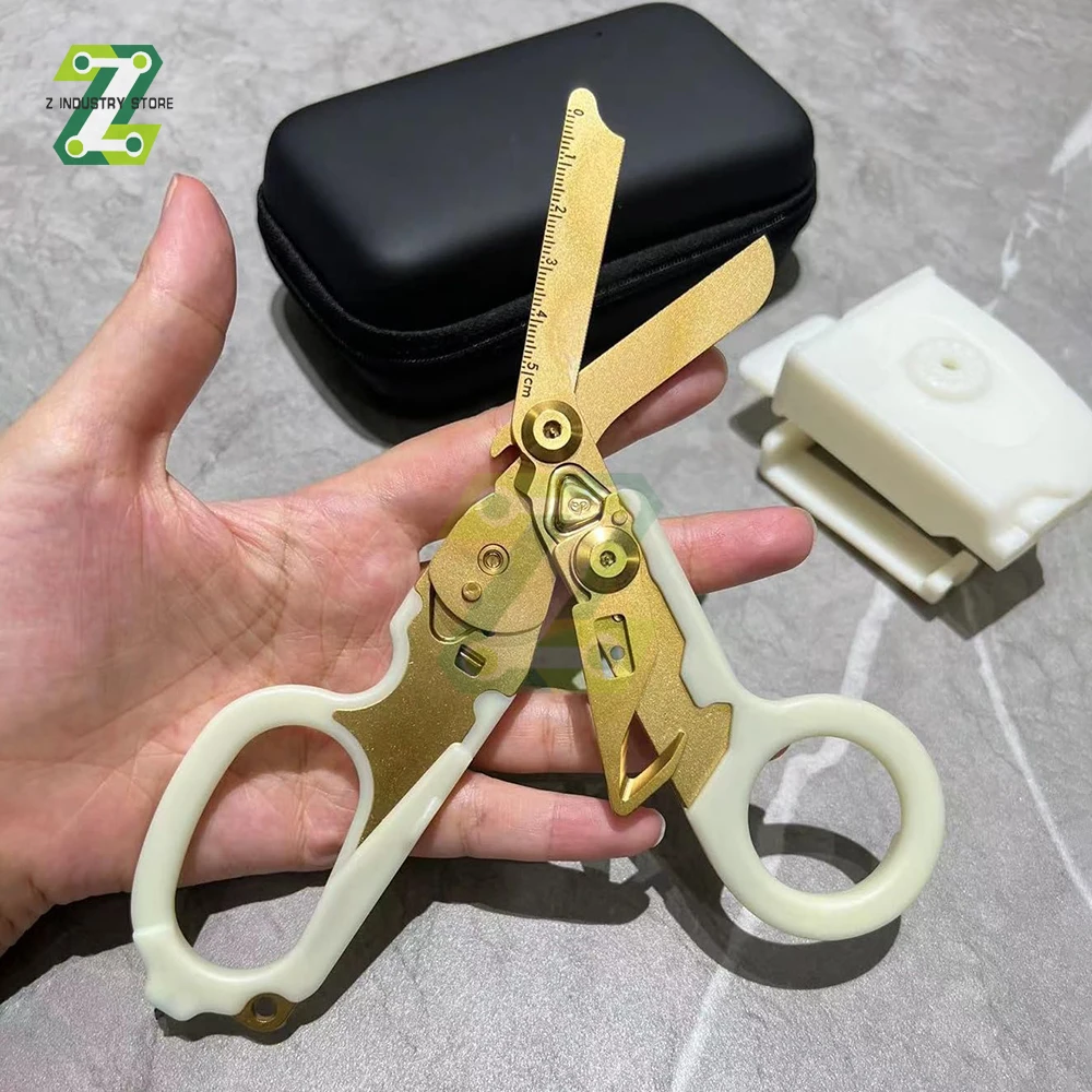 Noctilucent Multifunctional Scissor Tactical Plier Outdoor Survival Tool Folding Gadget Stainless Steel Retractable Scissor