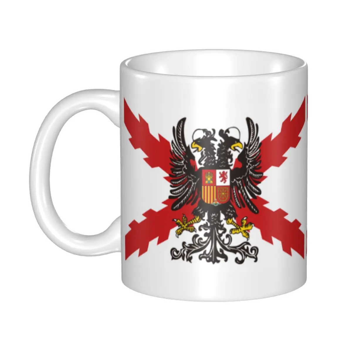 DIY Spanish Legion Ceramic Mugs Customized Spain Burgundy Cross Coffee Cup Creative Present