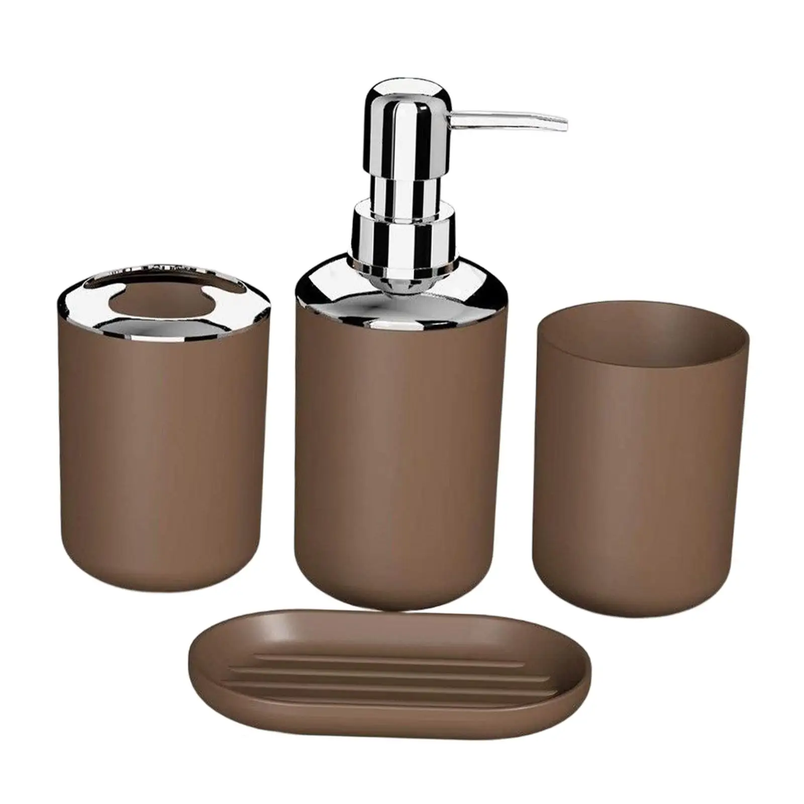 4x Bathroom Accessories Set & Soap Dish Vanity Organizer Countertop Decor Neat & Toothbrush Holder for Office Buildings Hotels