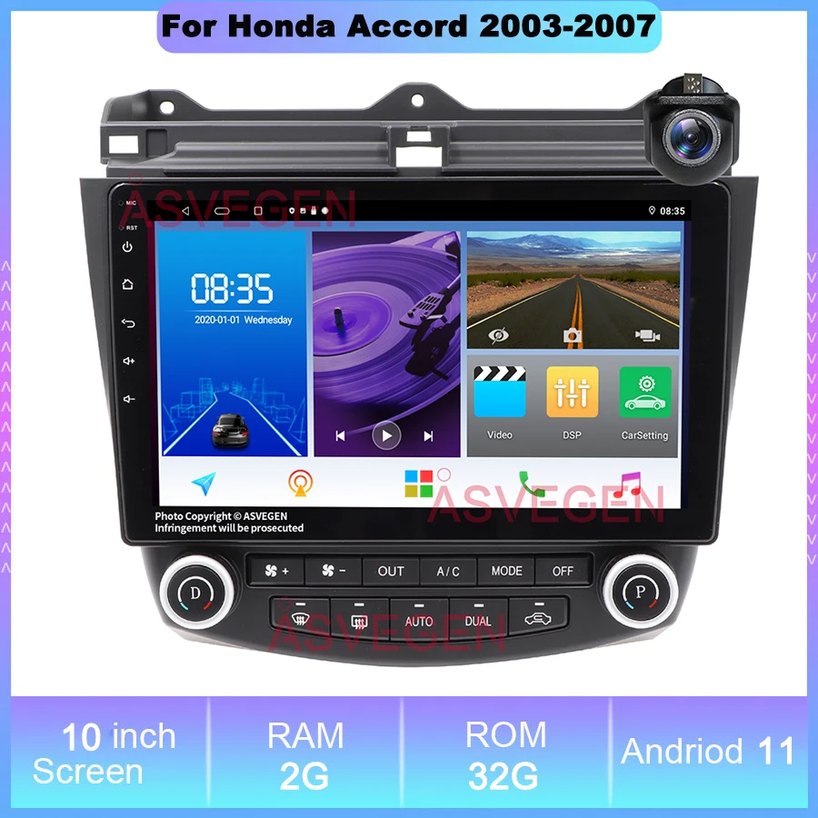 

10 Inch Android 11 Car Radio For Honda Accord 2003-2007 Multimedia Player 4G WIFI GPS CarPlay Head Unit Auto Stereo 1280*720