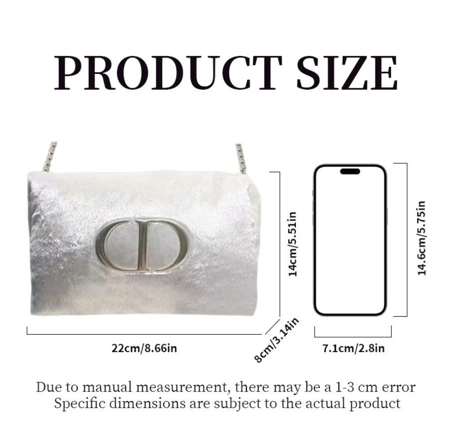 Dior’s Bag White Velvet Travel Cosmetic Bag Essential Storage Pouch For Women Simple Fashion Design With Metal Logo Perfect Gift view 6