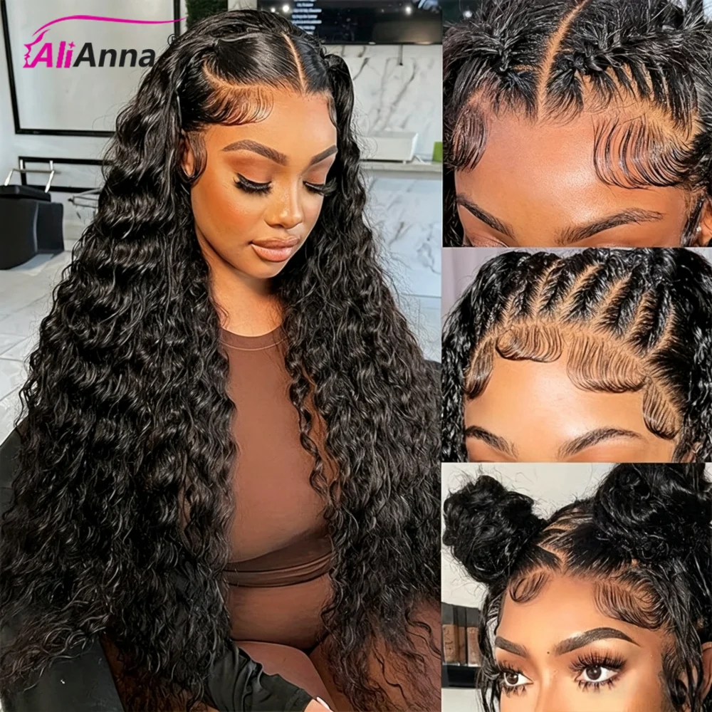 Curly Human Hair Wig 6X4 HD Lace Closure Wigs Wear And Go Glueless Human Hair Wig Water Wave Pre Cut Wigs For Women Pre Plucked With Baby Hair Pre Bleached Knots Natural Black Fast Shipping C-Shape Design Ear Comfortable 20-30Inch Beginer Friendly No Glue