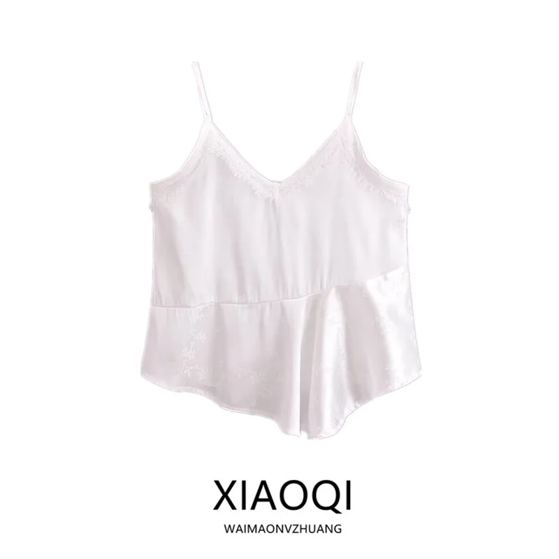Sweet Loose Lace Embroidery Strap Vest Women's Faion Sexy New Summer Clothing ort Sle Versatile Other Material