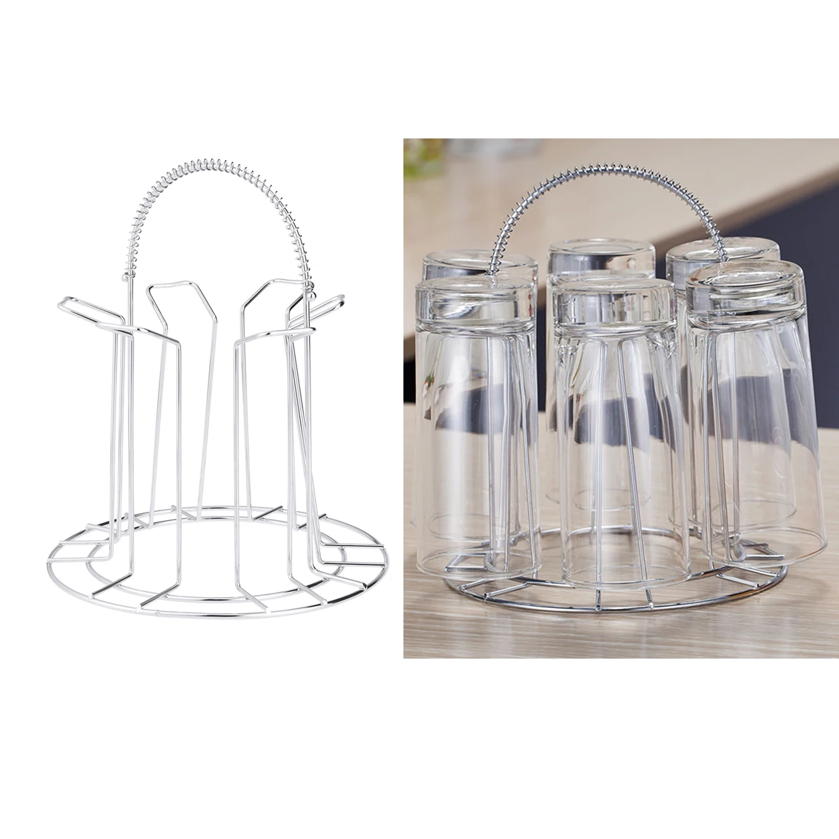 

2 Pcs Stainless Steel Water Cup Holder Upside Down Glass Holder Household Glass Cup Drain Storage Tool (Tall Type, Sil
