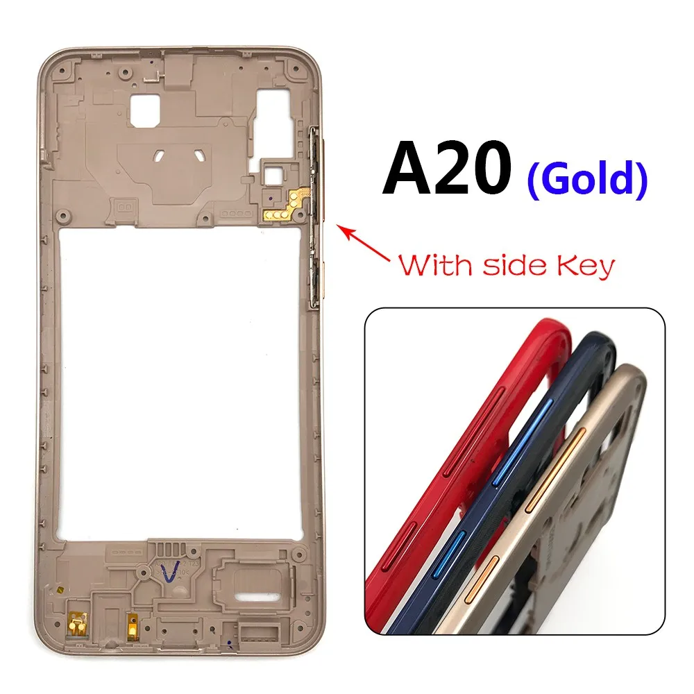 Middle Frame For Samsung A20 A30 A50 A70 With Volume Button Front Housing Middle Bezel Chassis Shell