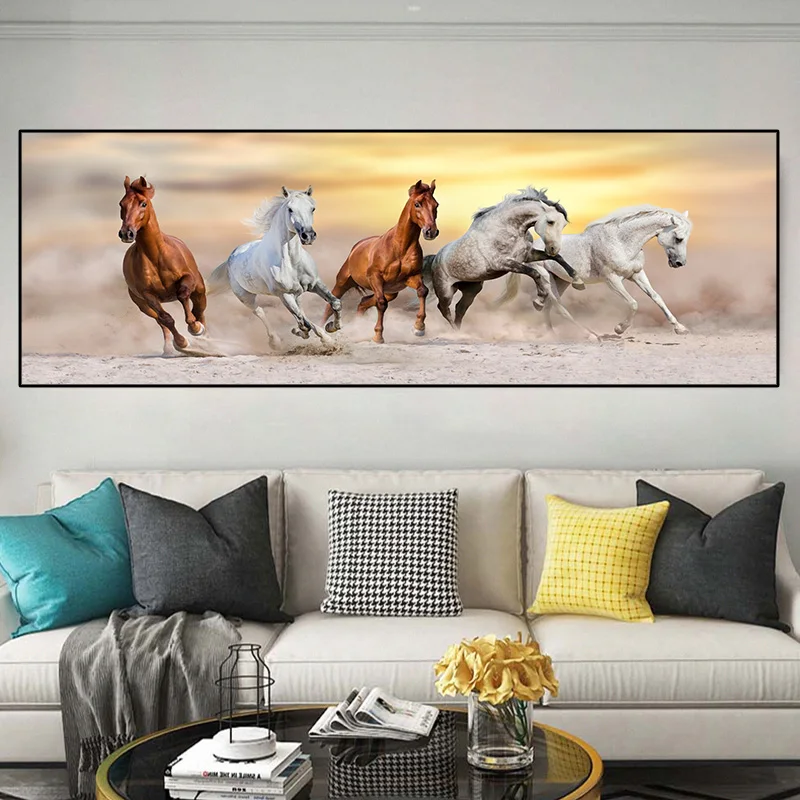 Animal Seven Running Horse Oil Canvas Painting Abstract Posters and Prints Wall Pictures For Living Room Home Decor No Frame