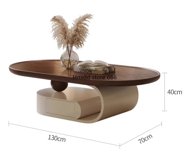 Minimalist round walnut arc edge antique coffee table