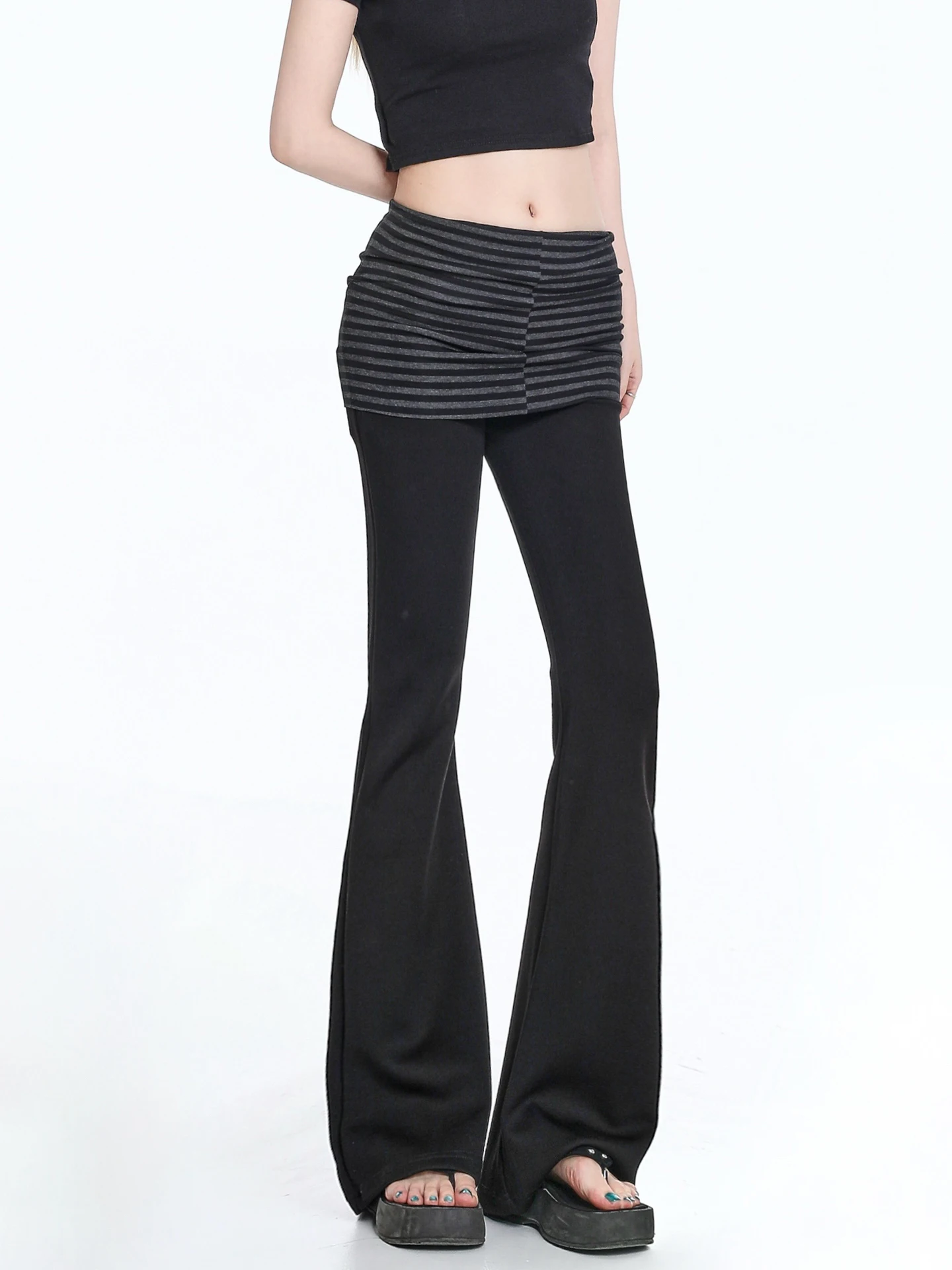 American Style High Waist Slimming Long Pants Women's Casual Micro Flared Skirt Pants Autumn Fashion plus Size Versatile Grou...