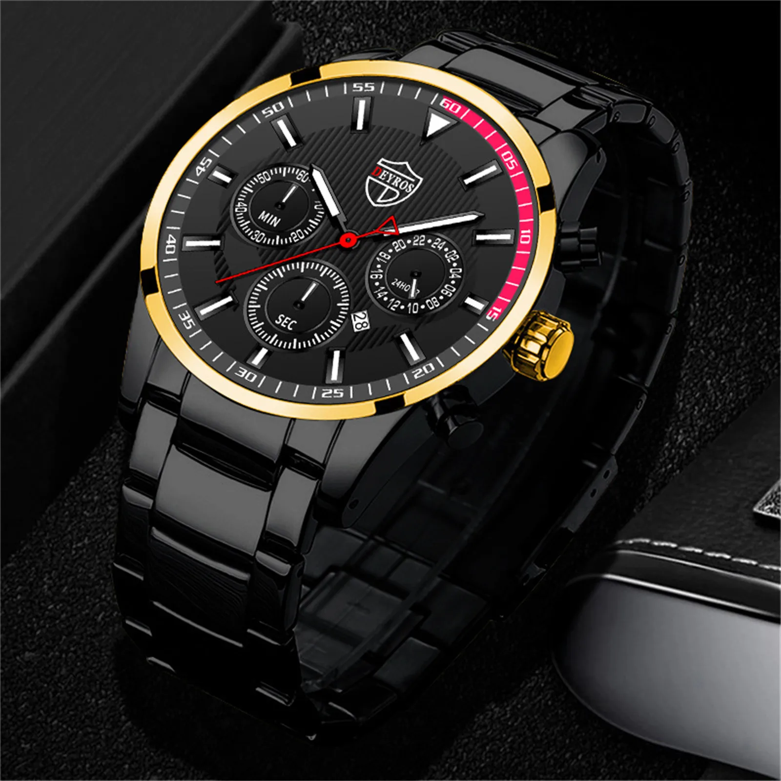 المعتمدة السكك الحديدية رجل عارضة الفولاذ المقاوم للصدأ التناظرية كوارتز ساعة الرجال ساعة اليد تاريخ الأعمال Mtgb1000