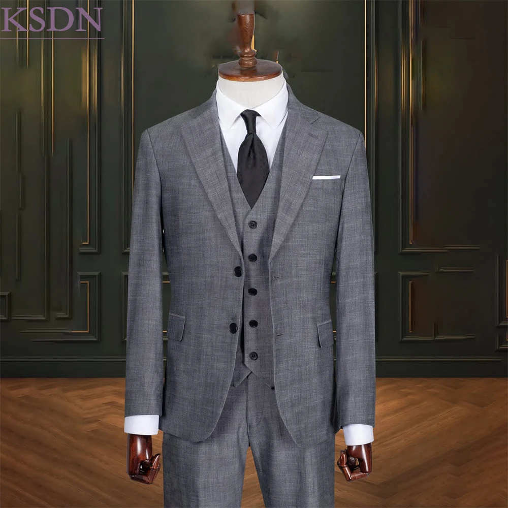 Luxury Men's Suits Fashion Slim Fit Business Notch Lapel 3 Piece Jacket Pants Vest Formal Male Clothing Costume Homme Terno