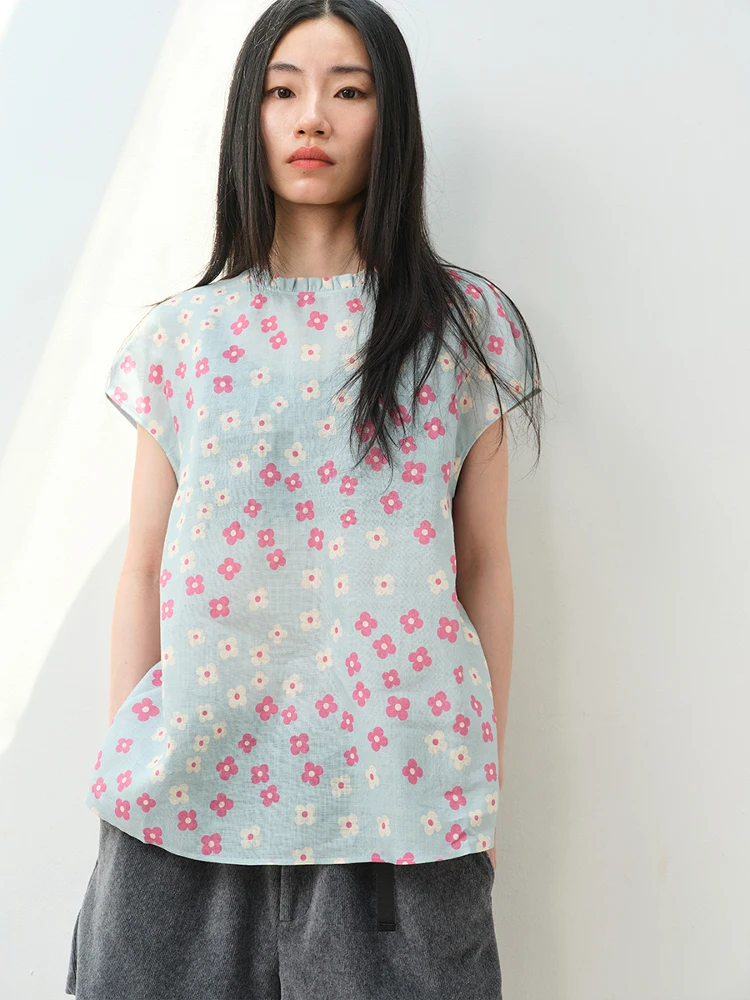 

Casual Sle Women's ort Sve T-irt round Ne Dstring Cover oulder Loose Fit Pullover Printed Top Summer Wear