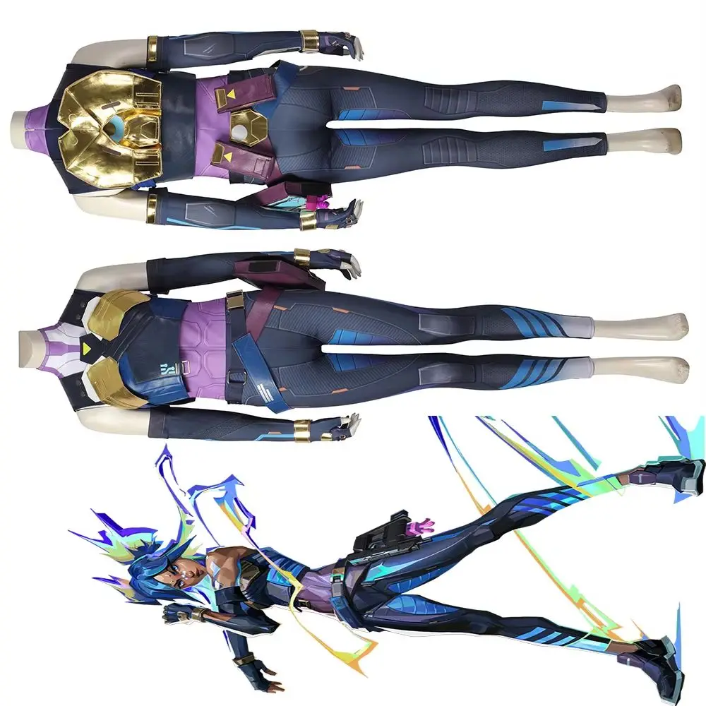 

Game Valorant Neon Cosplay Blue Costume Women Combat Uniform Full Set Halloween Carnival Party Disguise Battle Suit