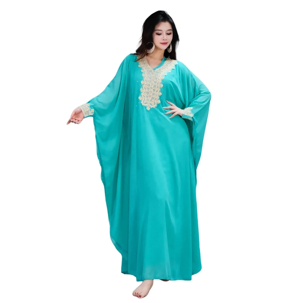 

Luxury Khaleegi Thobe Dance Set Sparkle Rhinestone Chiffon Abaya Loose Long Inner Dress Saudi Belly Dance Stage Costume