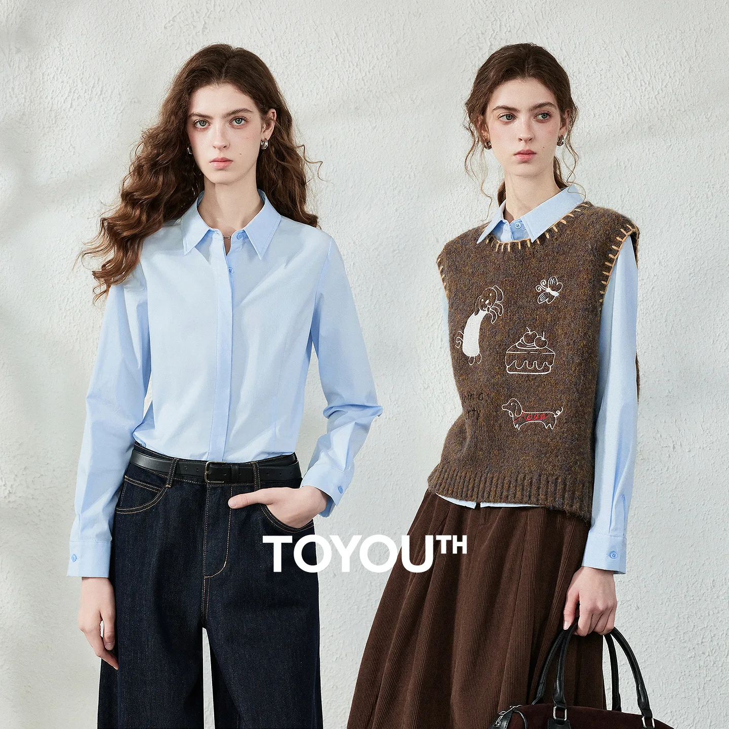 TOYOUTH Women Blouse 2026 Autumn New Stitched Line Wrinkle Stretch Commuter Basic Layering Shirt Tops