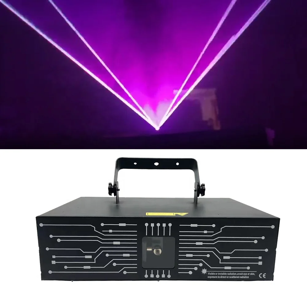 DJ Light 2000mw RGB 3 IN 1 Full Color Cartoon Night Club Disco Scan Stage Lighting Beam Curtain In Fog Machine