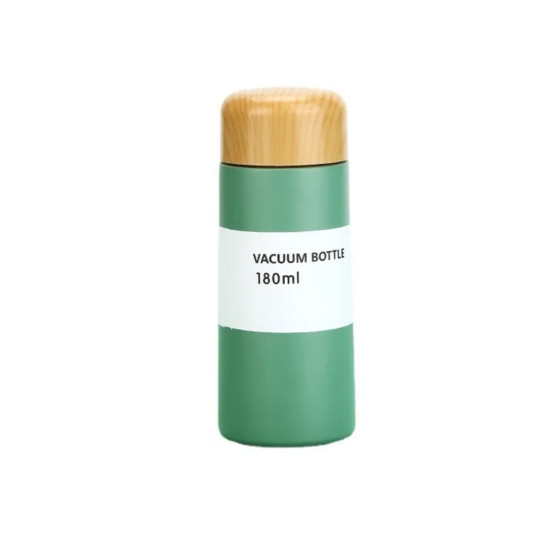 180Ml Bullet Mini Cute Wood Grain Stainless Steel Thermos Cup Coffee Travel Mug Small Fresh Portable Pocket Outdoor Coffee Cup