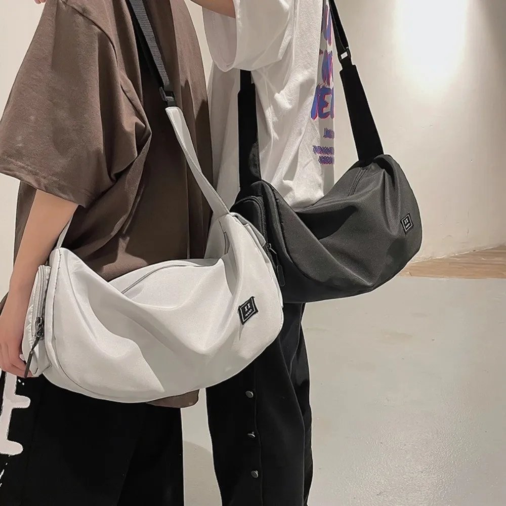 

Large Capacity Nylon Shoulder Bag Harajuku Solid Color Canvas Dumpling Bag Commute Korean Style Sports Crossbody Bag Streetwear
