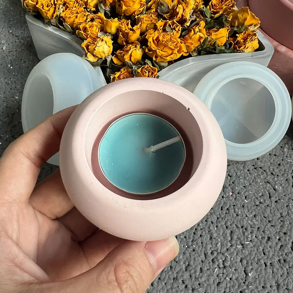 Round Storage Box Silicone Mold DIY Concrete Candle Cup Candle Holder Square Storage Jar Plaster Resin Casting Mold view 3