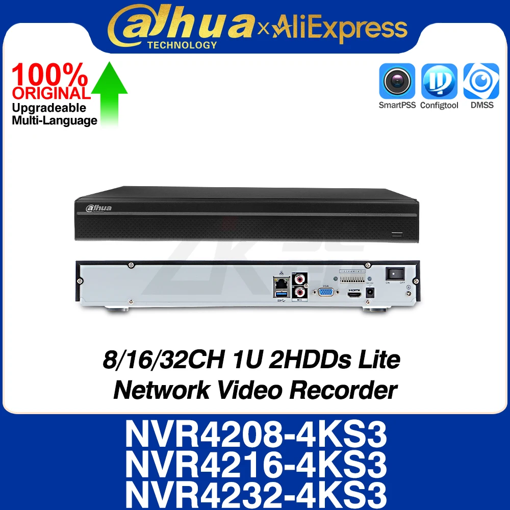 

Сетевой видеорегистратор Dahua NVR4208-4KS3 NVR4216-4KS3 8/16/32CH 1U 2HDDs Lite, AI сетевой видеорегистратор NVR SMD Plus 12MP Disk Group