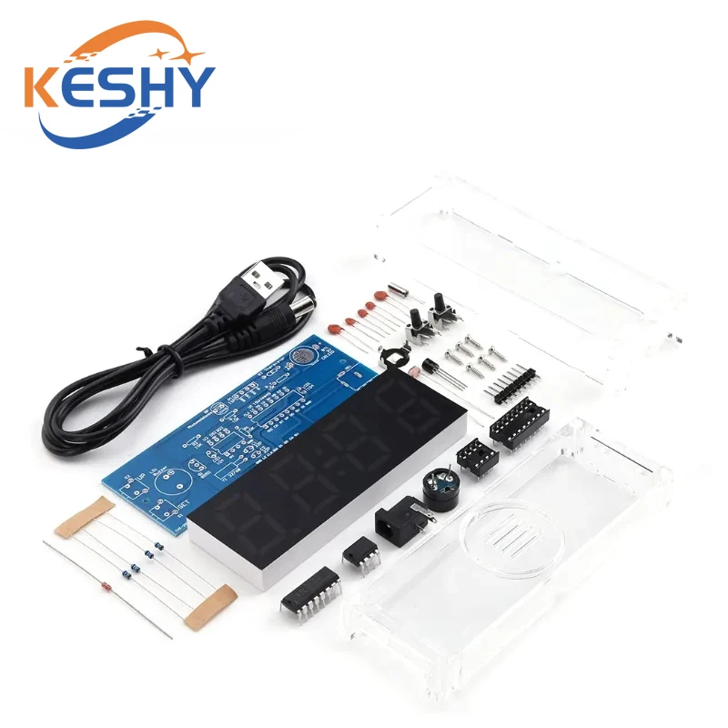 전자 시계 DIY 키트 LED 마이크로 컨트롤러 키트 디지털 시계 시간 조명 제어 온도 온도계 Diy 전자 키트