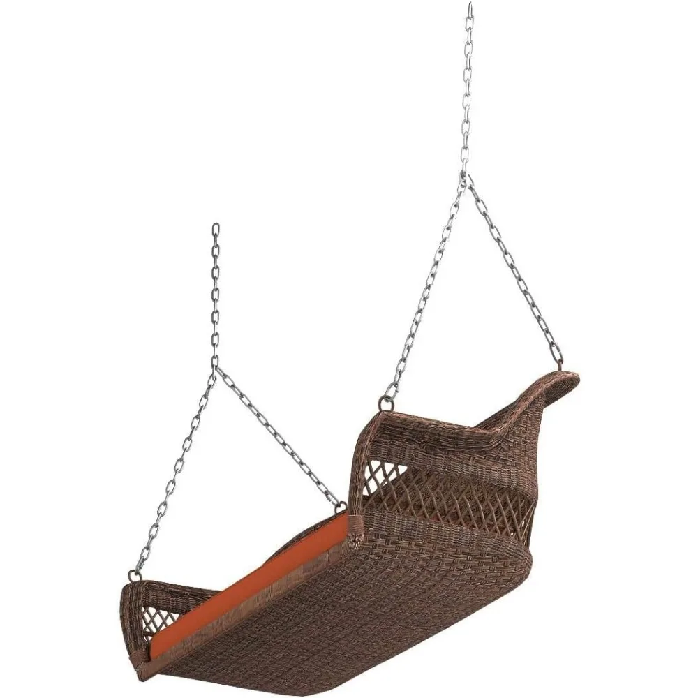 Columpio de mimbre para porche con cojín