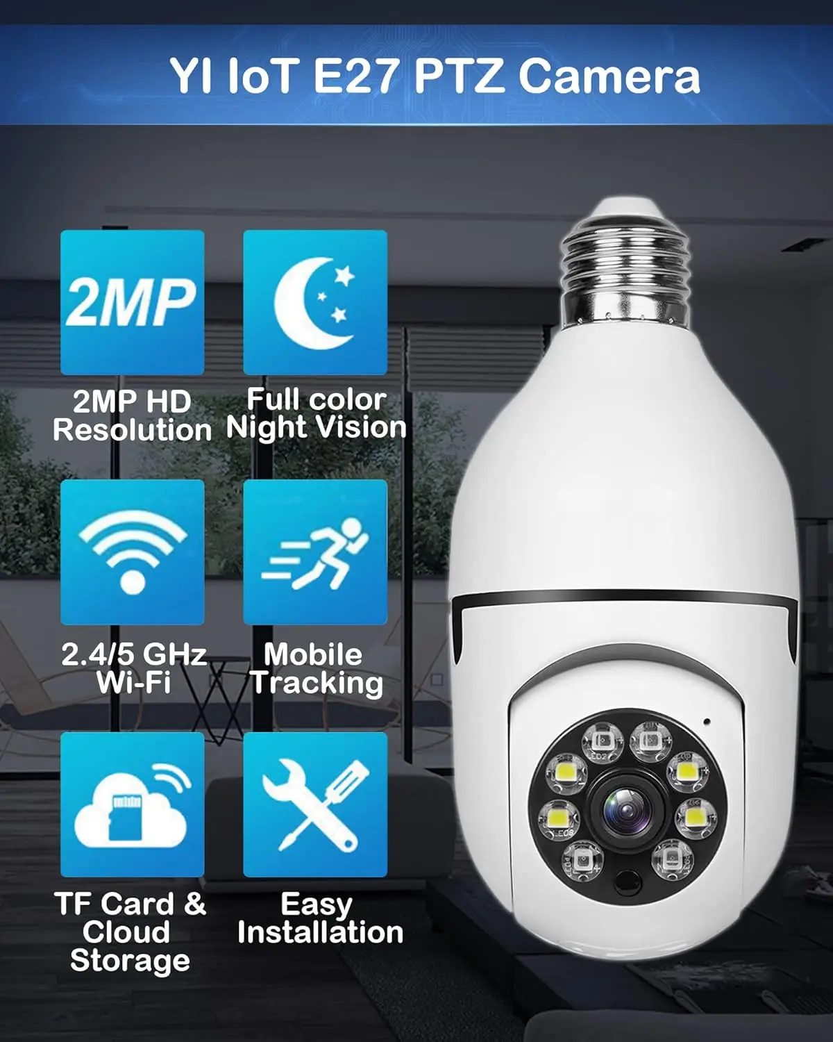 360 Degree WiFi Light Bulb LED Light Intelligent Camera 1080P 2.4GHz 5G Wireless Camera Household Light Bulb Security Monitoring