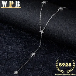 Genuine S925 Sterling Silver Star Pendant Necklace for Women Multi-Layer Celestial Jewelry Gift for Girlfriend Wife Elegant Cele