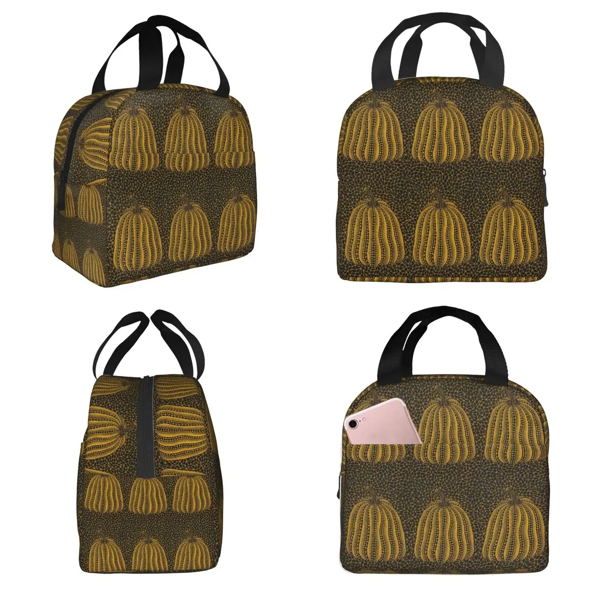 Yayoi Kusama Abstract Painting Insulated Lunch Bag for Women Office Cooler Thermal Food Box Tote Leakproof Lunch Boxes Container