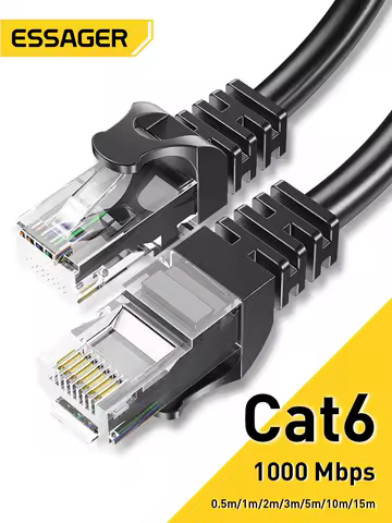 Essager Ethernet Cable Cat6 Lan Cable UTP CAT 6 RJ 45 Network Cable 5m/10m/15m Patch Cord for Laptop Router RJ45 Network Cable