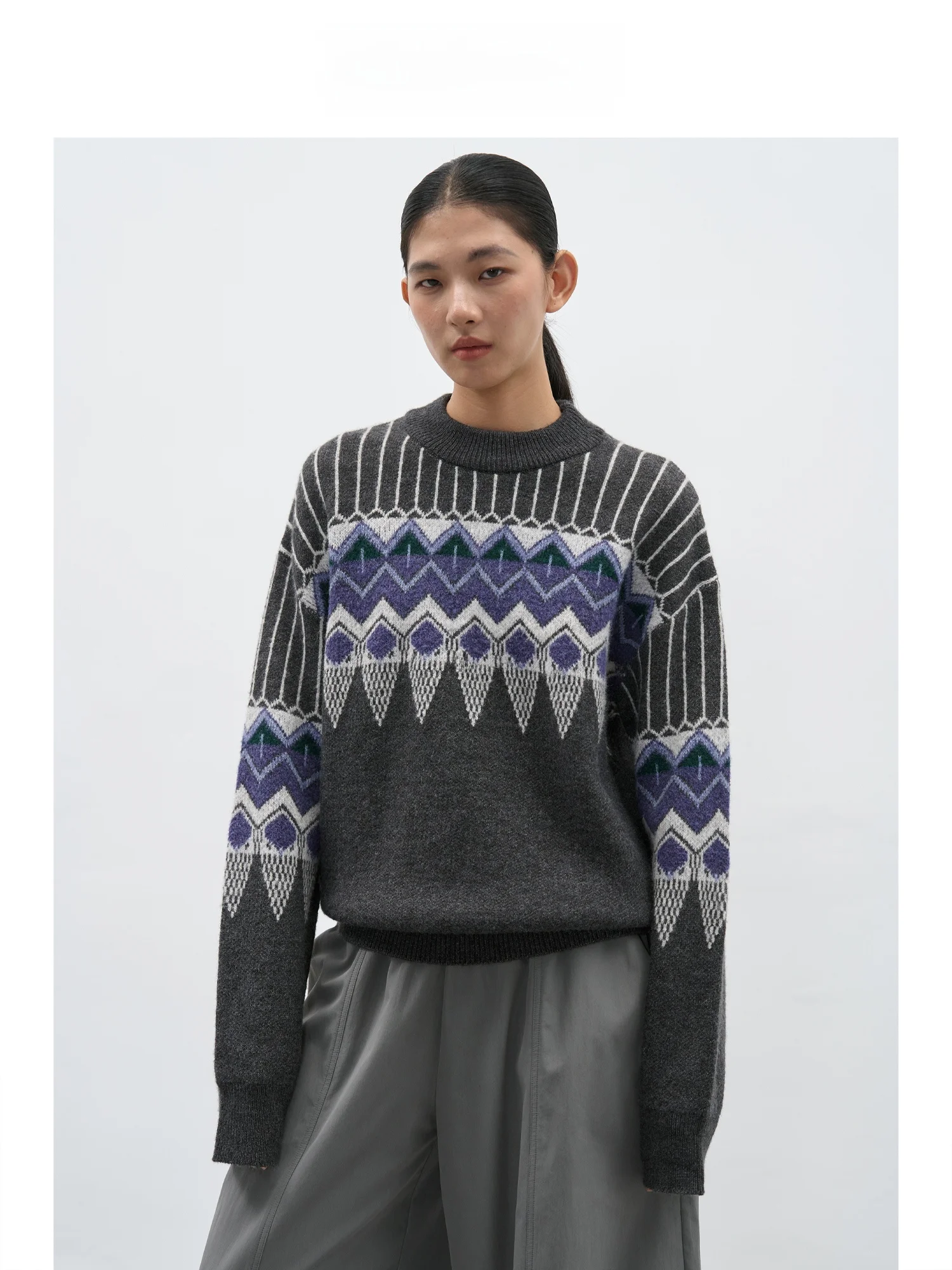 

Свитер женский EIGHTHMONTH August Round Ne Loose Fair Isle Knitwear, дизайнерский, приталенный, в стиле ретро, для повседневной носки, осень-зима