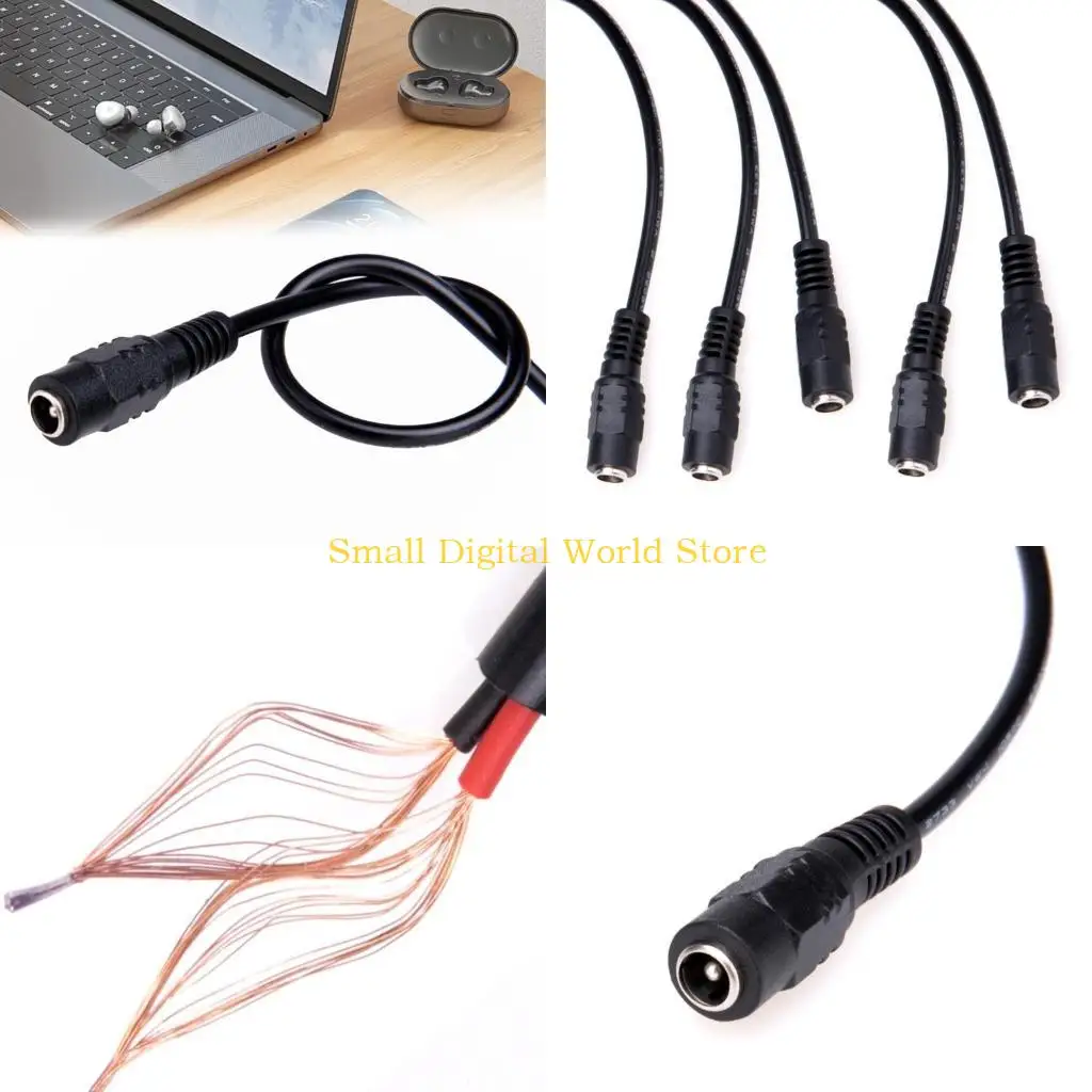 

77UB 5 шт. Женский адаптер питания DC5,5 мм x 2,1 мм, вилки, косичка, кабель питания