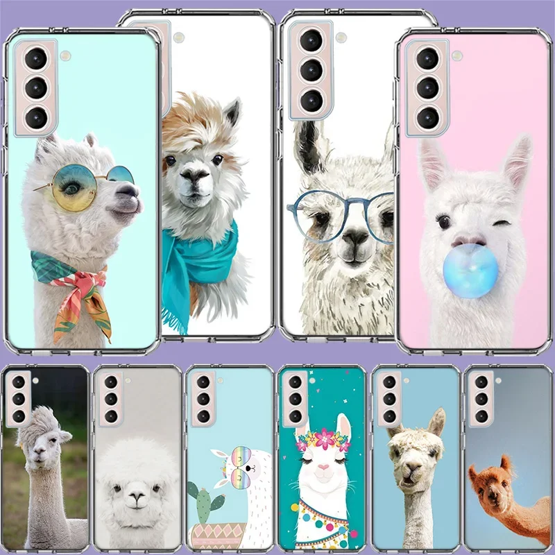 Cute, Naughty, Cool Alpaca Phone Case For Samsung Galaxy S24 S22 Ultra Capa S21 S23 FE S20 S10 S9 S8 Plus S10E S7 Edge Cover She