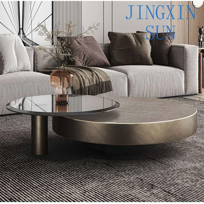 Nordic Glass Coffee Tables Simple Household Living Room Furniture Designer Coffee Table Creative Round Metal Side Tables t