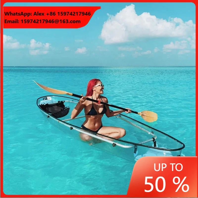 Clear Bottom Transparent Boat High Transmittance Crystal Kayak For Couple Water Photography