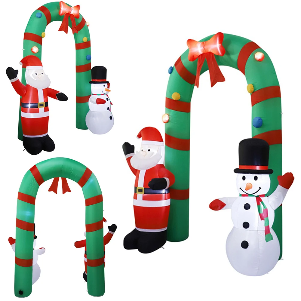 

8FT Inflatable Santa Claus Snowman Arch & LED Light Lighted Christmas Archway for Square Shopping Mall Lawn Garden Holiday Party