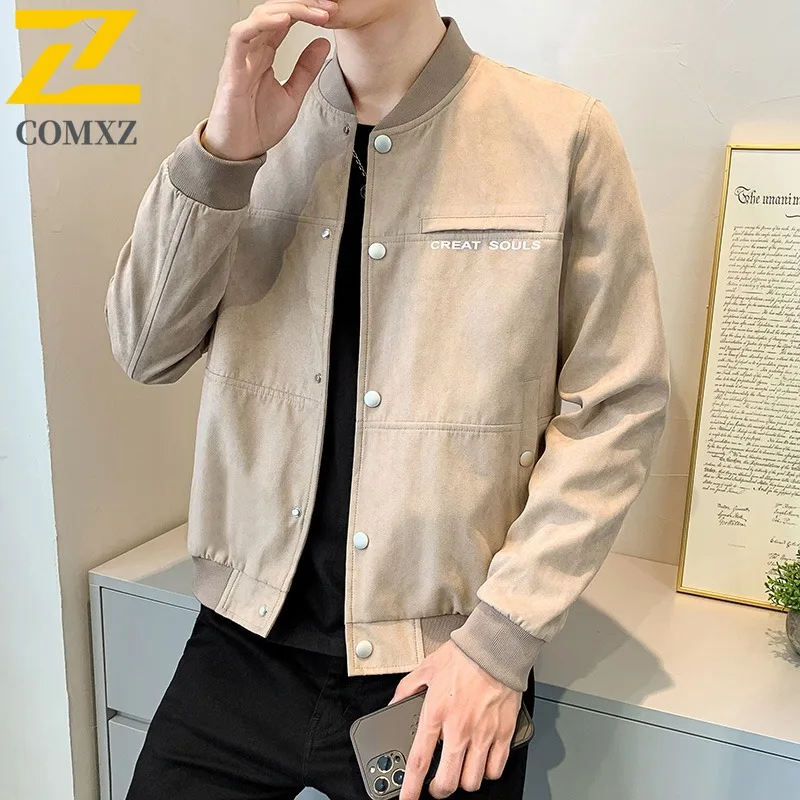 

COMXZ мужские куртки 2025 с несколькими карманами, бейсбольный воротник, легкая верхняя одежда для путешествий, прогулок, кемпинга, дышащее пальто для велоспорта и пешего туризма