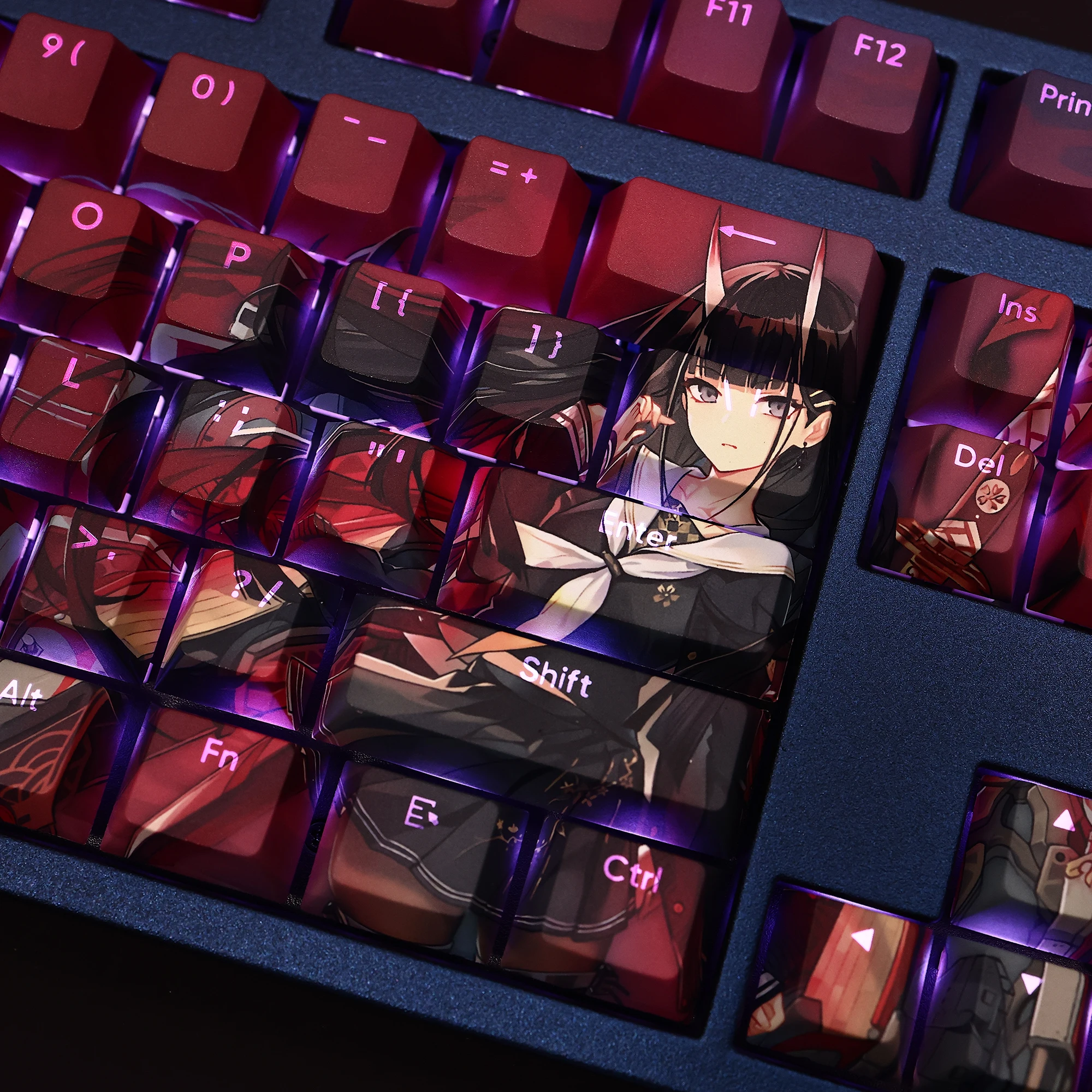 108 Toetsen/Set Azur Lane Jn Noshiro Pbt Keycaps Anime Games Beauty Girl Key Caps Cherry Hoogte Voor Diy Mechanische Toetsenborden