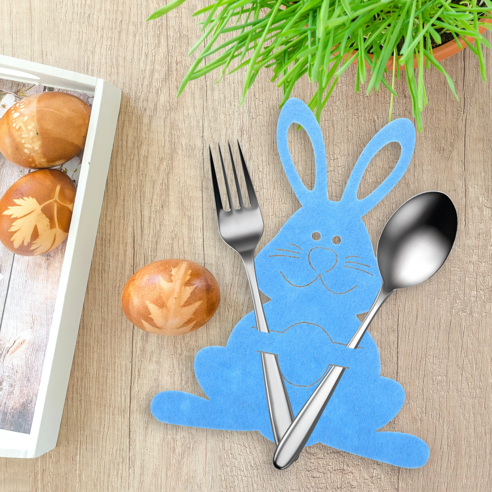 

12Pcs Bunny Shaped Cutlery Bags Easter Tableware Holder Party Decor Silverware Storage Sleeve Easter Bunny Utensil Holders