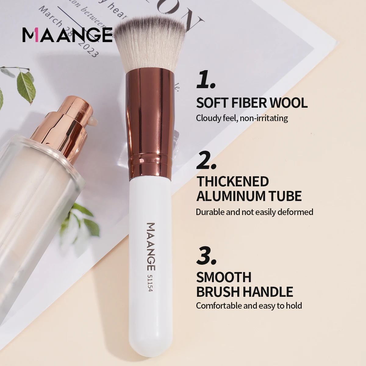 MAANGE-Juego de brochas de maquillaje de 3 piezas, pinceles para base de maquillaje, pincel para cutis, crema, sombra de ojos, regalo para el día de la madre, esposa, mujer