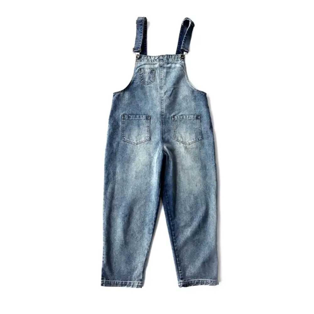 Loose Casual Trousers Pockets Women Denim Suspender Overall Dungarees Ninth Trousers