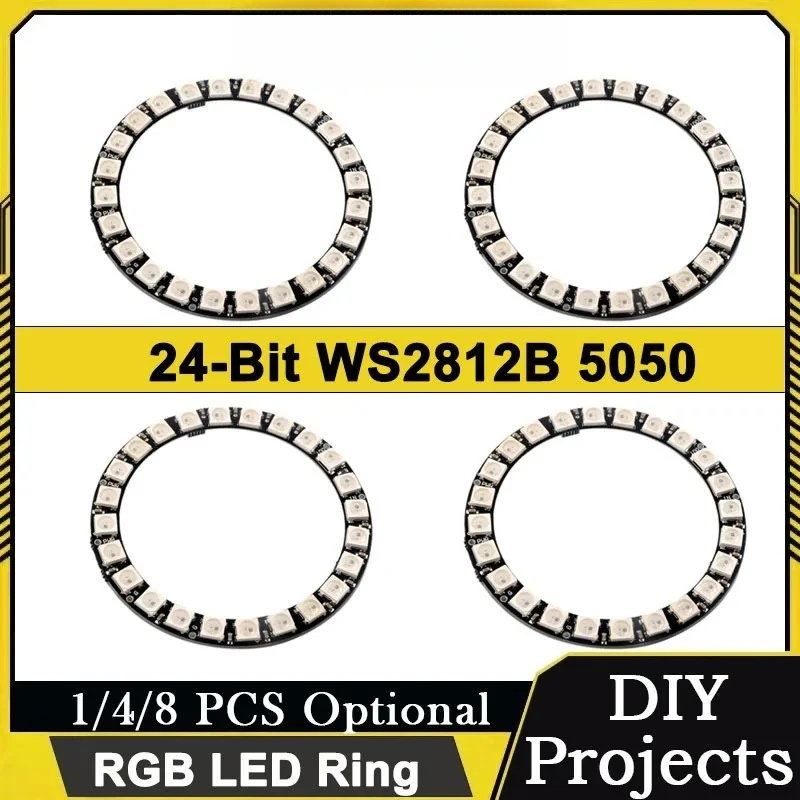 WS2812B 24 Bits RGB LED Ring 5050 Integrated Driver Individually Addressable Full Color Circular Lamp for Arduino Raspberry Pi