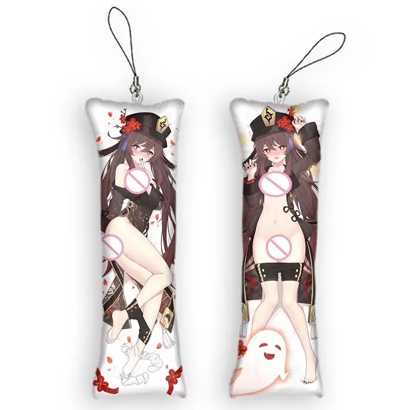 

New Pattern Anime Dakimakura Mini Keychain 2 Side Small Pillow Pendant Cute Gift Hu Tao Keychain Bag Hanging Ornament