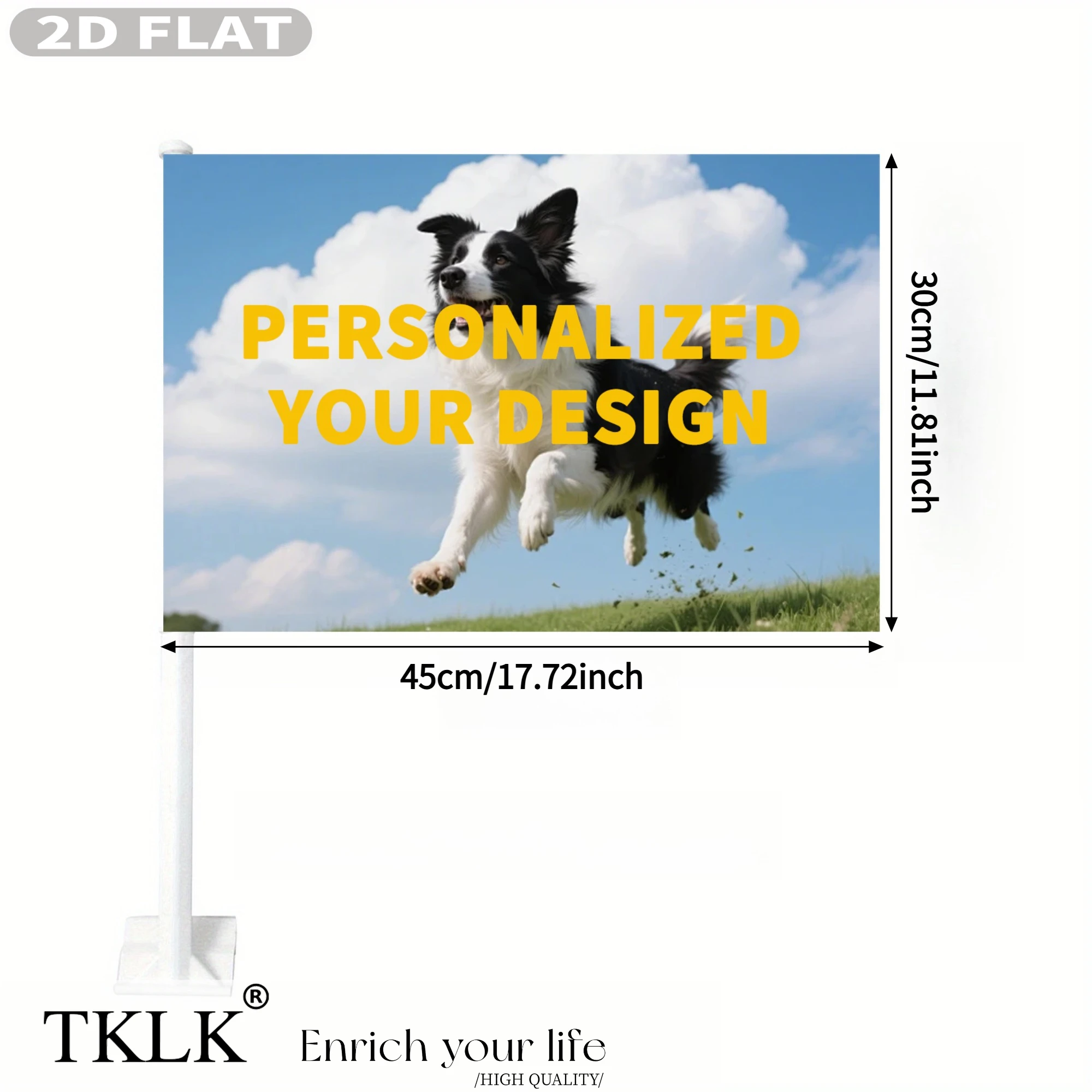 2D FLAT 1pc Personalized Single-Sided Car Flag 30x45cm/12x18 Inch, Durable Polyester Material, Customizable with Your Photo