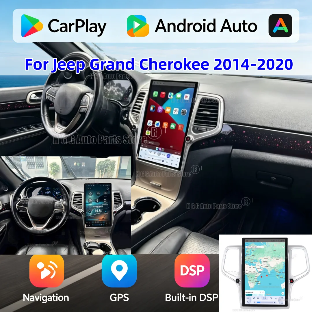 14.5Inch Android13 For Jeep Grand Cherokee 2014-2020 Car GPS Navigation CarPlay HD Touch Screen HeadUnit Multimedia Player Radio