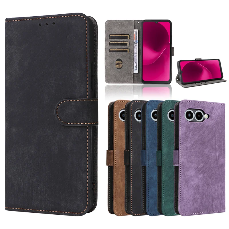 For T-Mobile Revvl 8 Telekom T Phone 3 5G Protective Business Flip Leather Magnetic Phone Case for T-Mobile T Phone 3 Phone Case