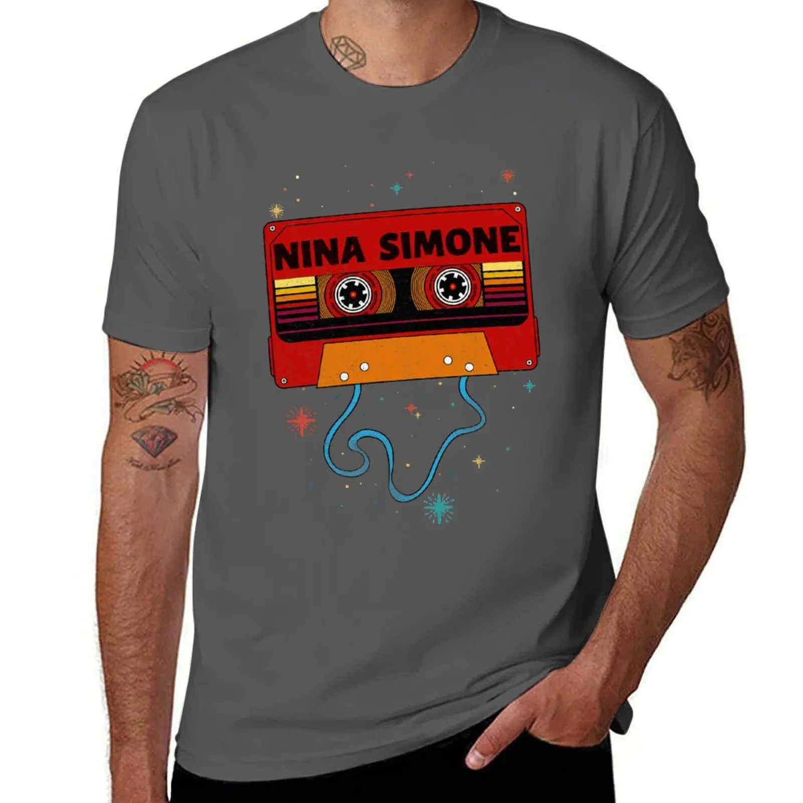 Simone Nina Tape Vintage Music Fanart _ Cassette _ Camiseta retro informal de manga corta para todo tipo de clima