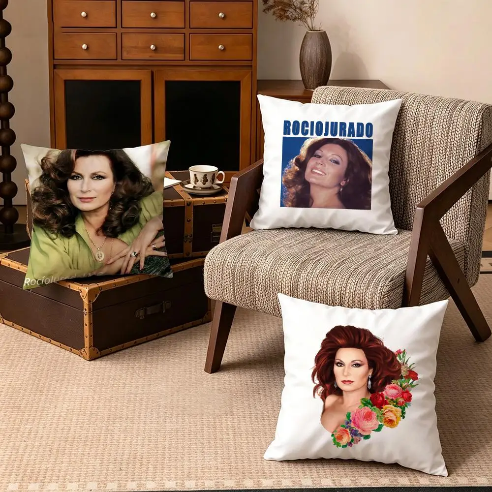 Celebrity-Rocio JuradoS Cushion Cover Soft Velvet Cushion Cover Set 4Pcs 50x50 45x45 Zipper Pillowcase for Home Decor