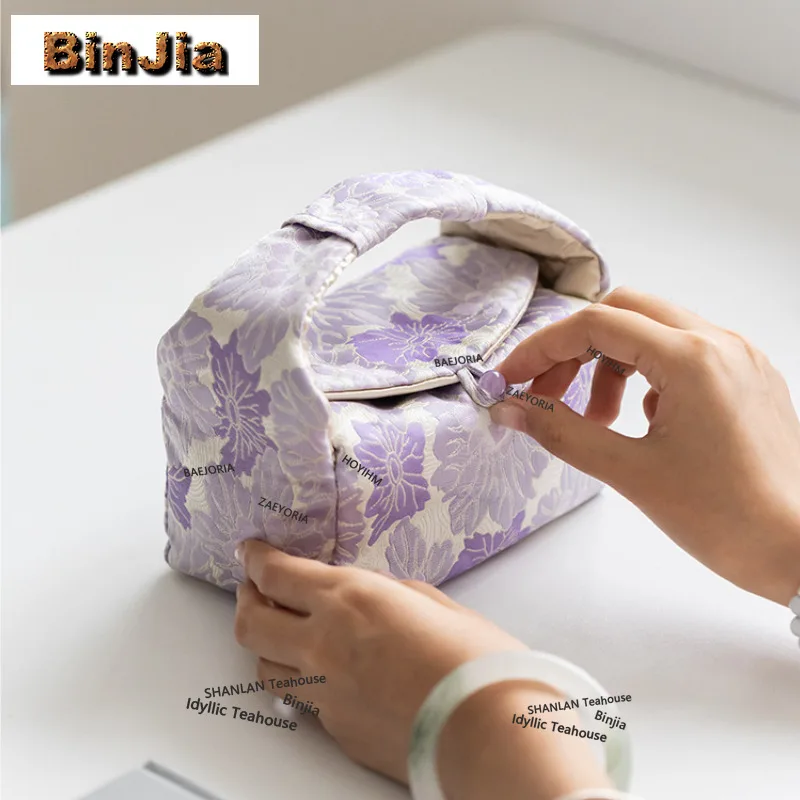 BAEJORIA Purple Tea Cozies Handmade Tea Dish Bag Te Tikonf Tea Cozy For Teapot Hand Bag Travel Tea Set Bag Tea Services Gifts